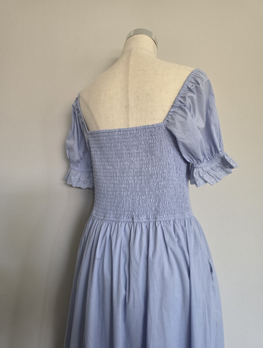 Lace Detail Cotton Blue Aura Maxi Dress - Picture 10 of 13